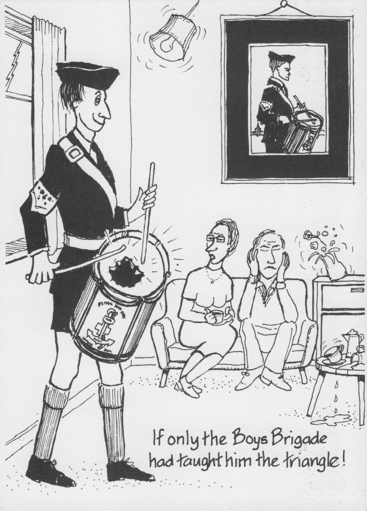Boys Brigade Drummer Comic Postcard