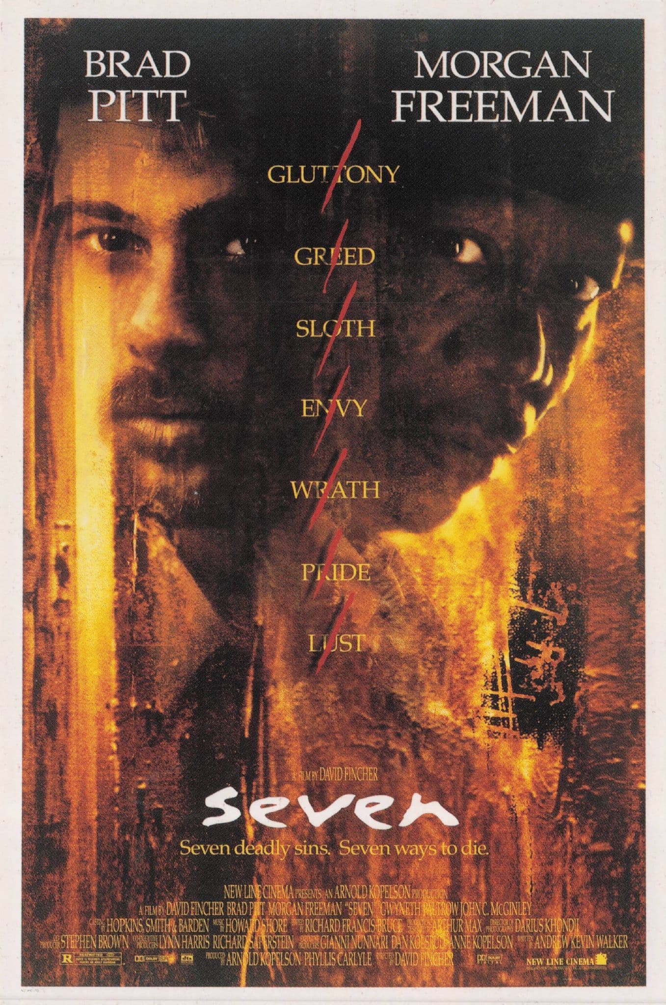Brad Pitt Seven Serial Killer Film Poster Rare German Postcard