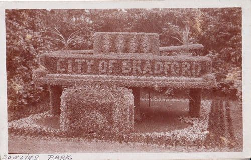 Bradford Bowling Park Murial Sign Antique Real Photo Postcard