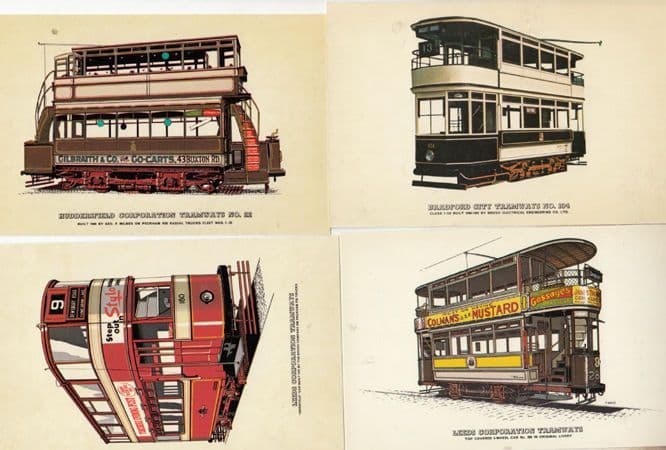 Bradford Huddersfield Leeds Dewsbury Road City Tramways 4x Bus Postcard s