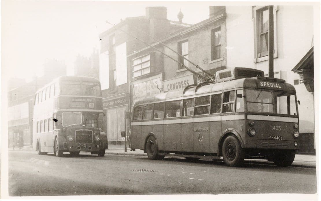 Bradford Tramways Old Bus At Shops 1950s PB Postcard Photo