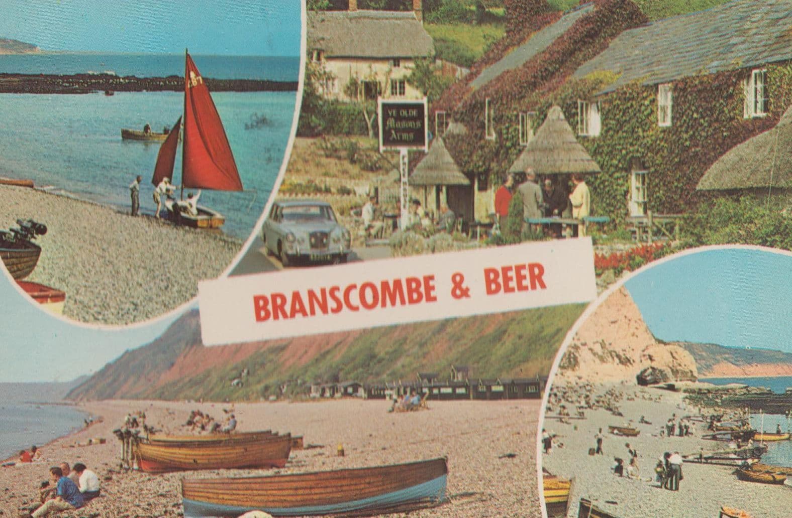 Branscombe & Beer Beer Drinking at Ye Olde Masons Arms Pub 1970s Devon Postcard
