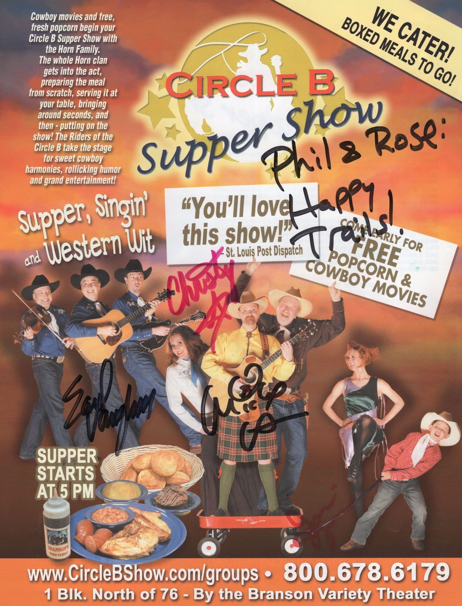 Branson Variety Theatre USA Country Music Hand Signed Big Flyer