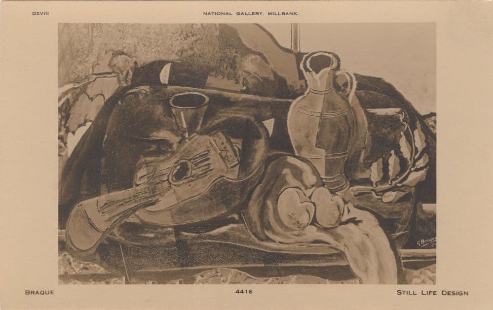 Braque Still Life Painting Millbank National Gallery Old Postcard