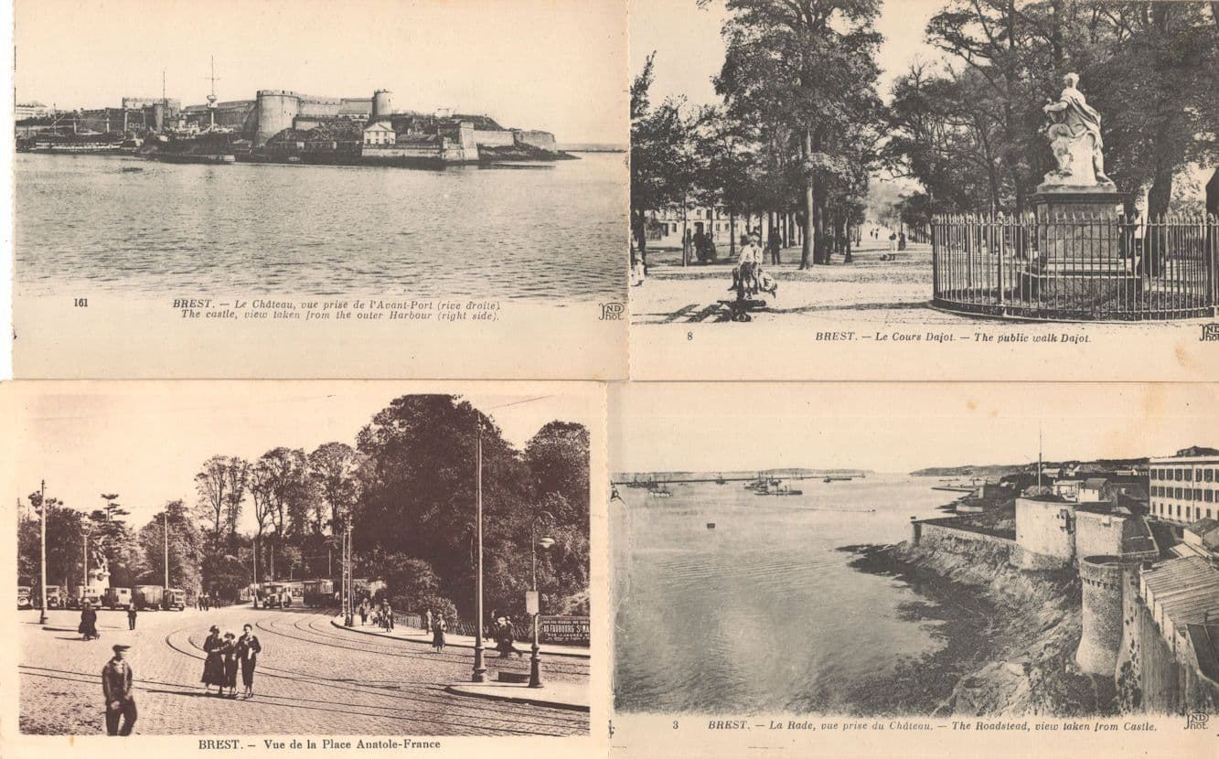 Brest Public Walk Chateau Avant Port Vue De La Place Anotole France 4x Postcard s