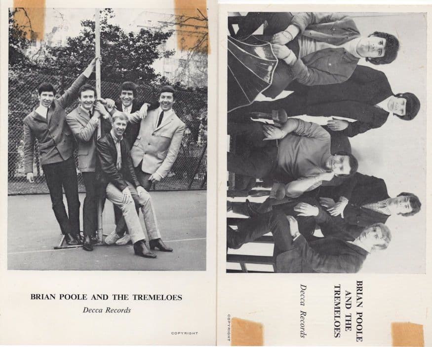 Brian Poole & The Tremeloes 2x Vintage Decca Discography Photo Card s