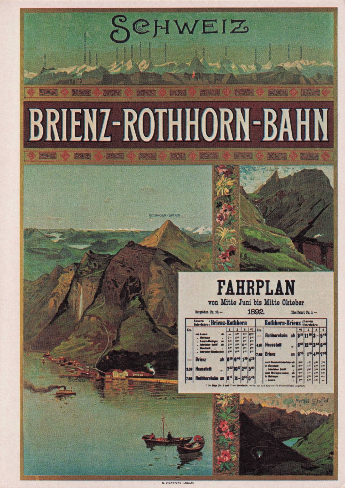 Brienz Rothhorn Bahn Switzerland Travel Advertising Poster Postcard