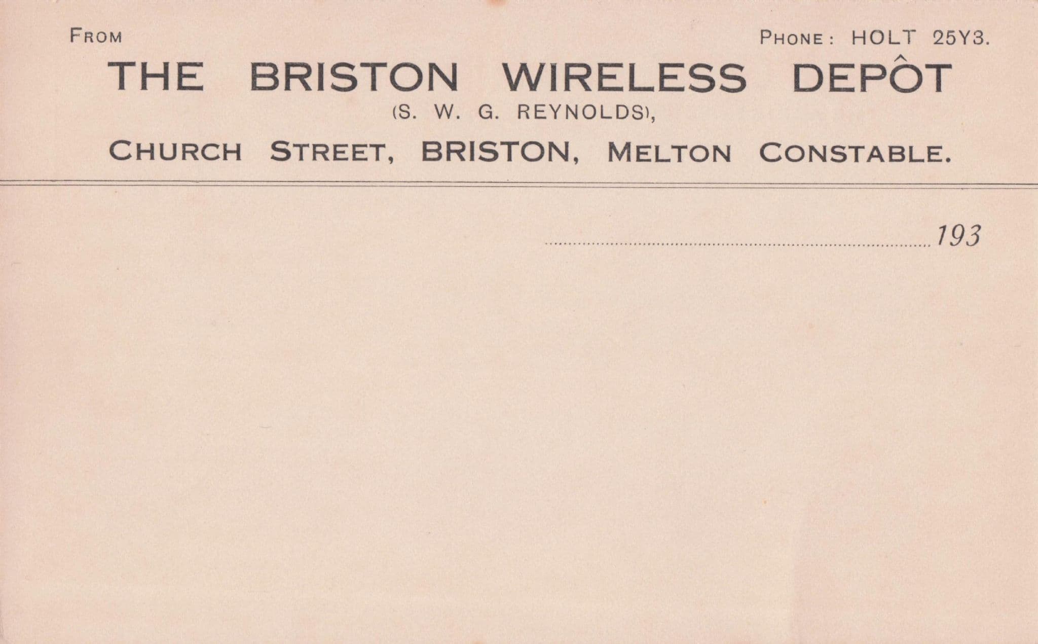 Briston Wireless Radio Depot Melton Constable Cambs Old Postcard