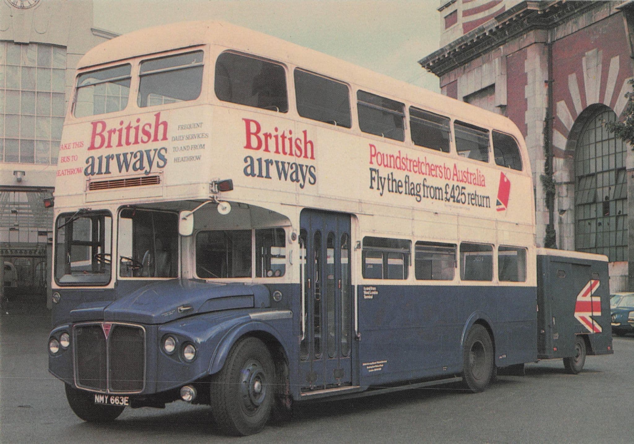 British Airways Poundstretchers Holidays London Bus Advertising Postcard