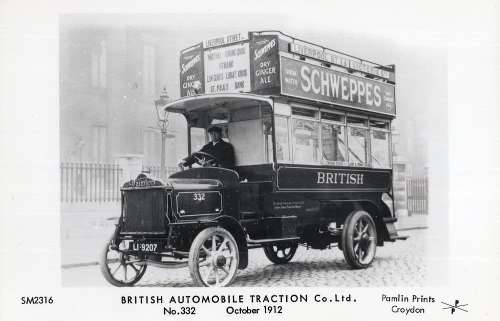 British Automobile Traction Company Bus Tram in 1912 Postcard