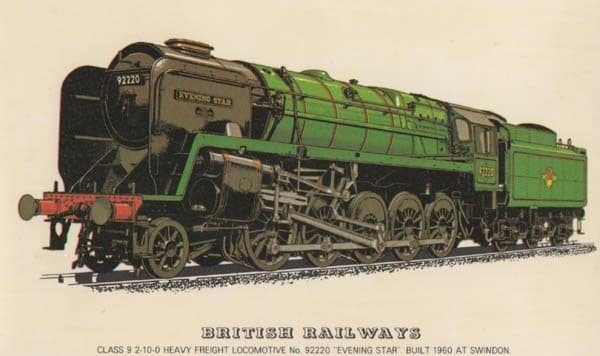 British Railways Evening Star Swindon 92220 Train Postcard