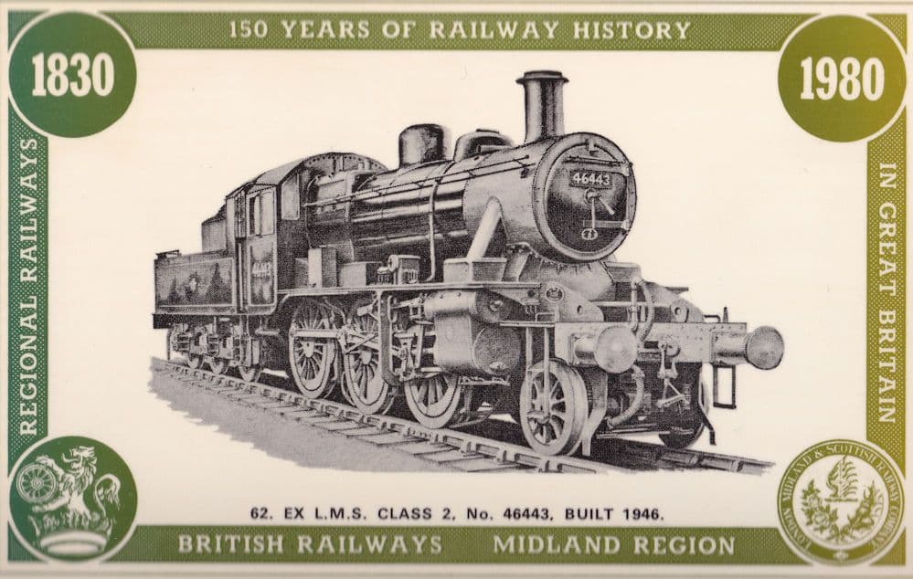 British Railways EX LMS Class 2 46443 Midland Train Anniversary Postcard