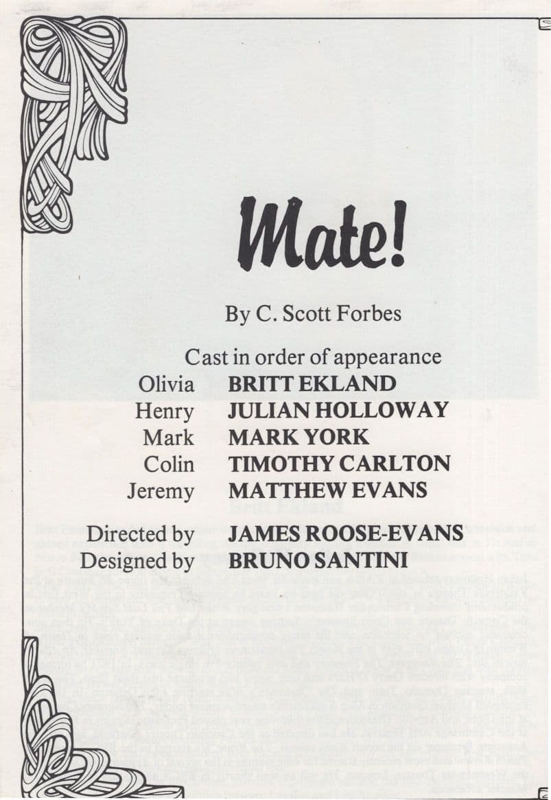 Britt Eckland in Mate of Get Carter Film Vintage Rare Comedy Theatre Programme TPHB