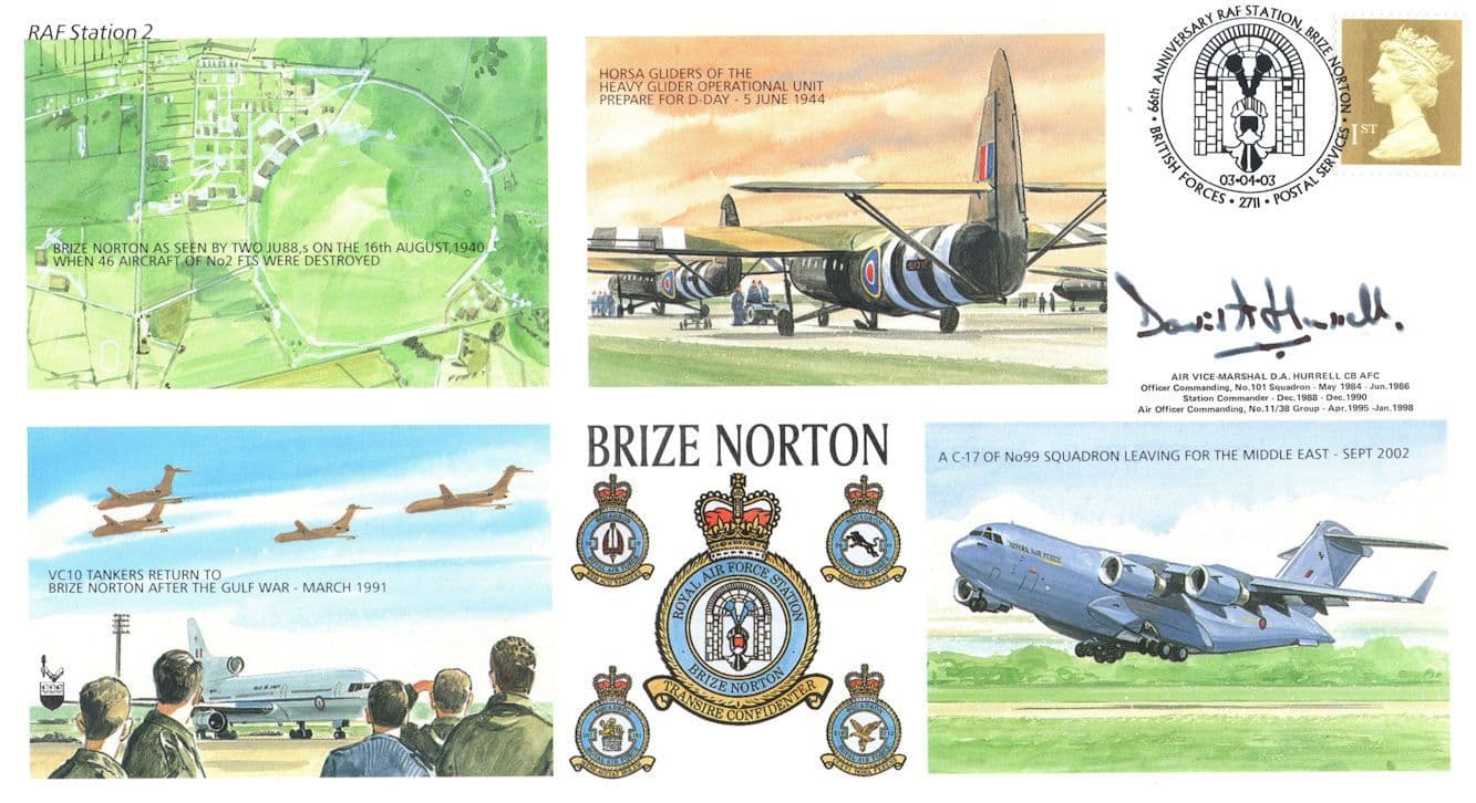 Brize Norton RAF Station DA Hurrell 101 Squadron Military Map Hand Signed LTD TO 100 FDC