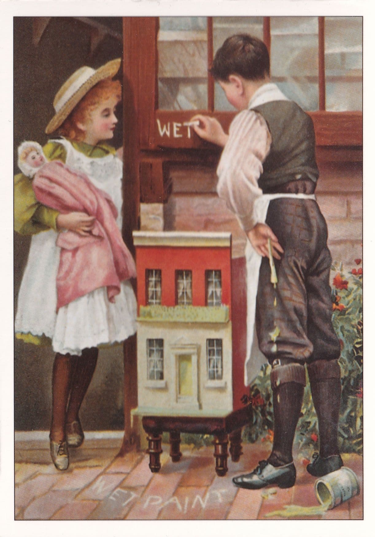 Broken Transport Toy Cart Friendship Wet Paint Poster Postcard