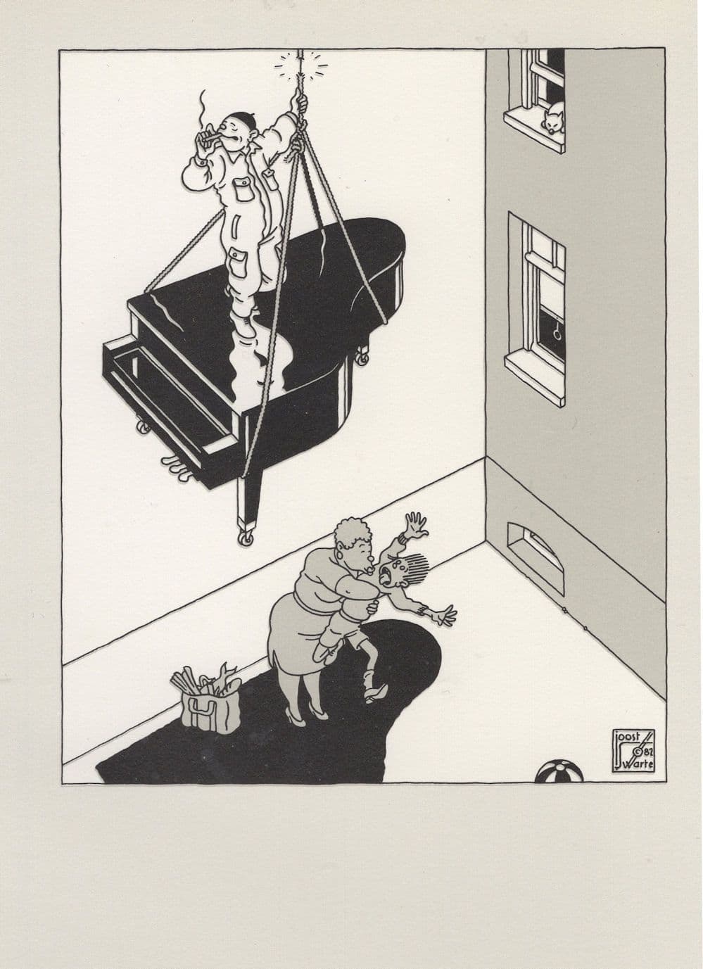 Broken Violin Strings Lion King Piano Joost Swarte Comic Postcard
