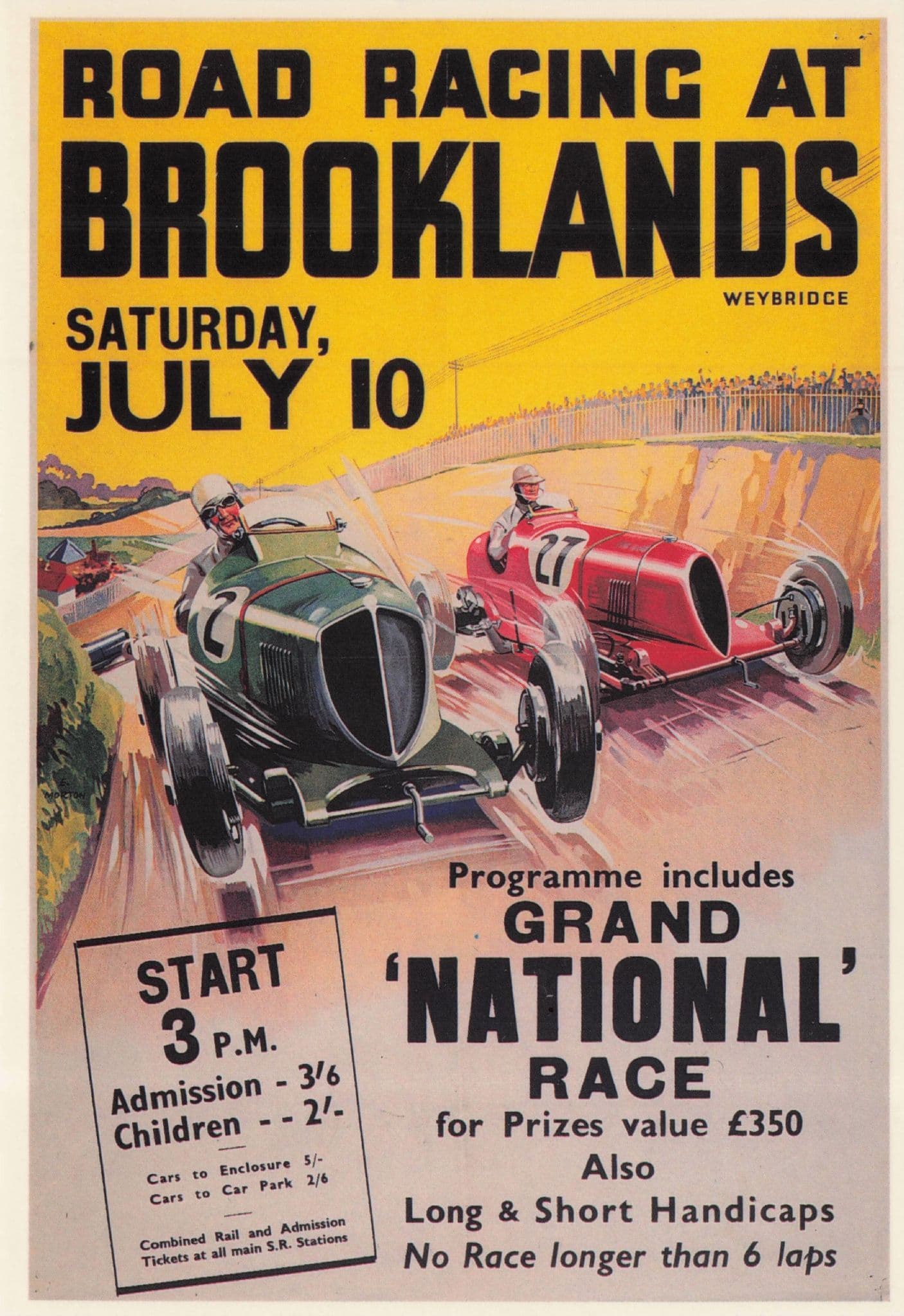 Brooklands Motor Racing Grand National 1907 Race Poster Postcard