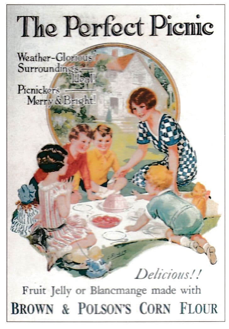Brown & Polsons Corn Flour Poster Picnic Advertising Postcard