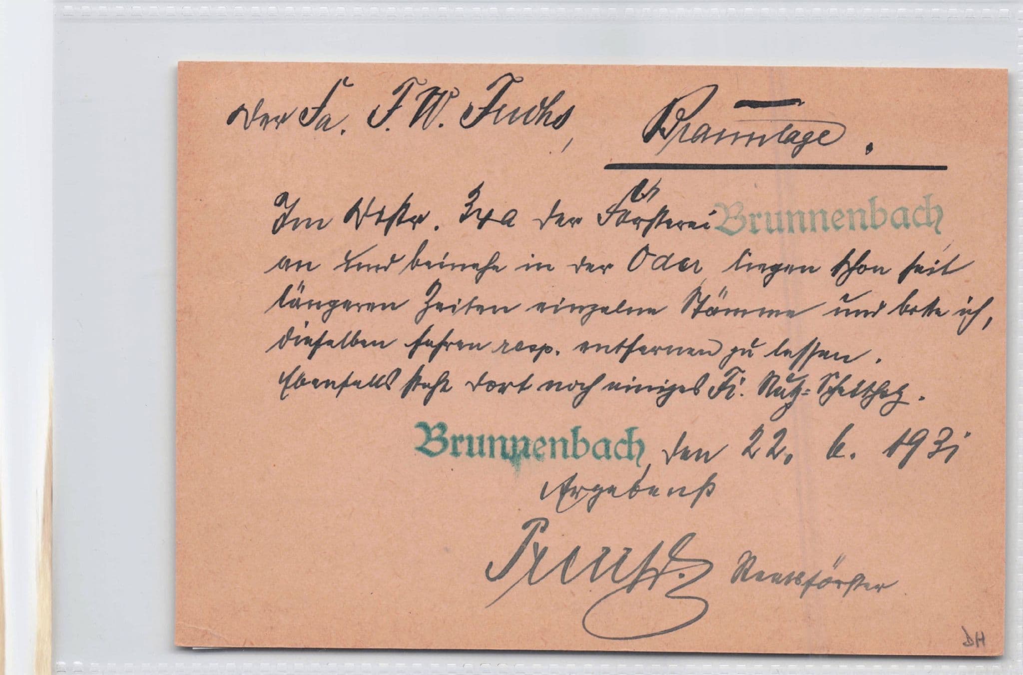 Brunnenbach Prussian State Forestry Oderhaus German Old Frank Postcard
