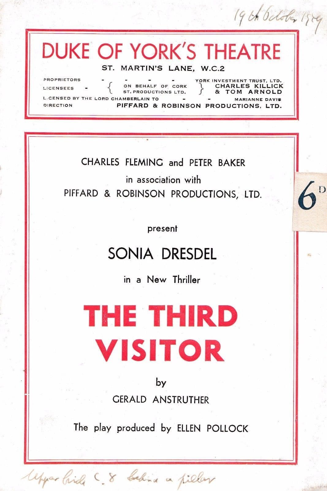 Bruno Barnabe Hammer Sinbad Film Thriller The Third Visitor Theatre Programme