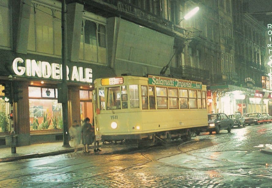 Bruxelles 1930s Route 88 Belgium Bus 1511 at Ginder Ale Sign Postcard