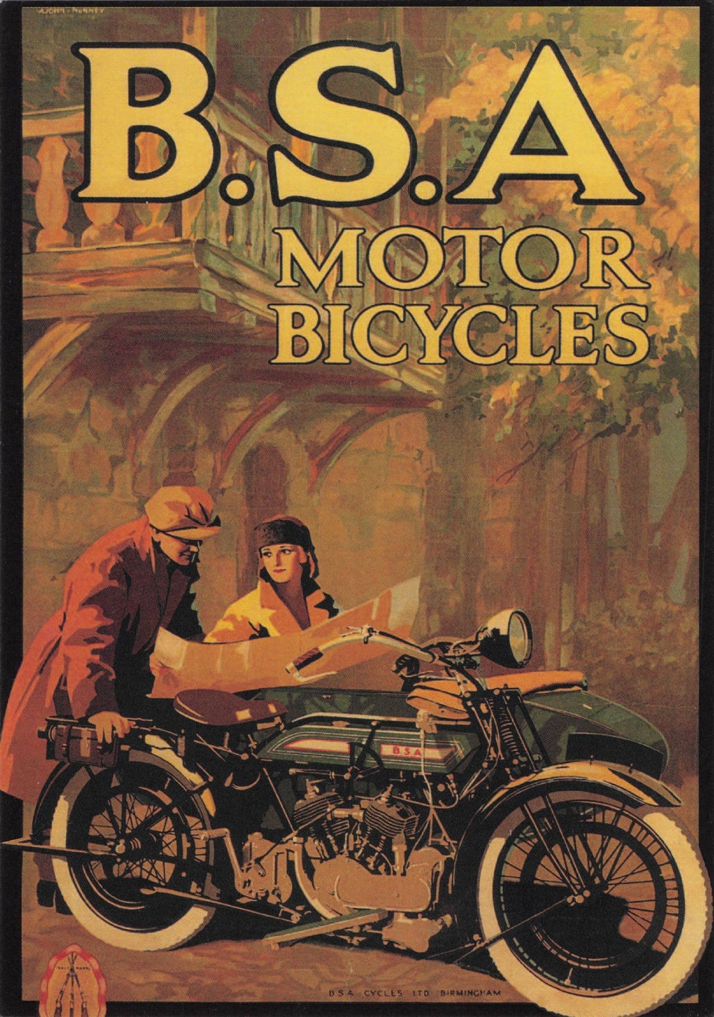 BSA Motor Cycles Motorbike Poster Advertising Postcard