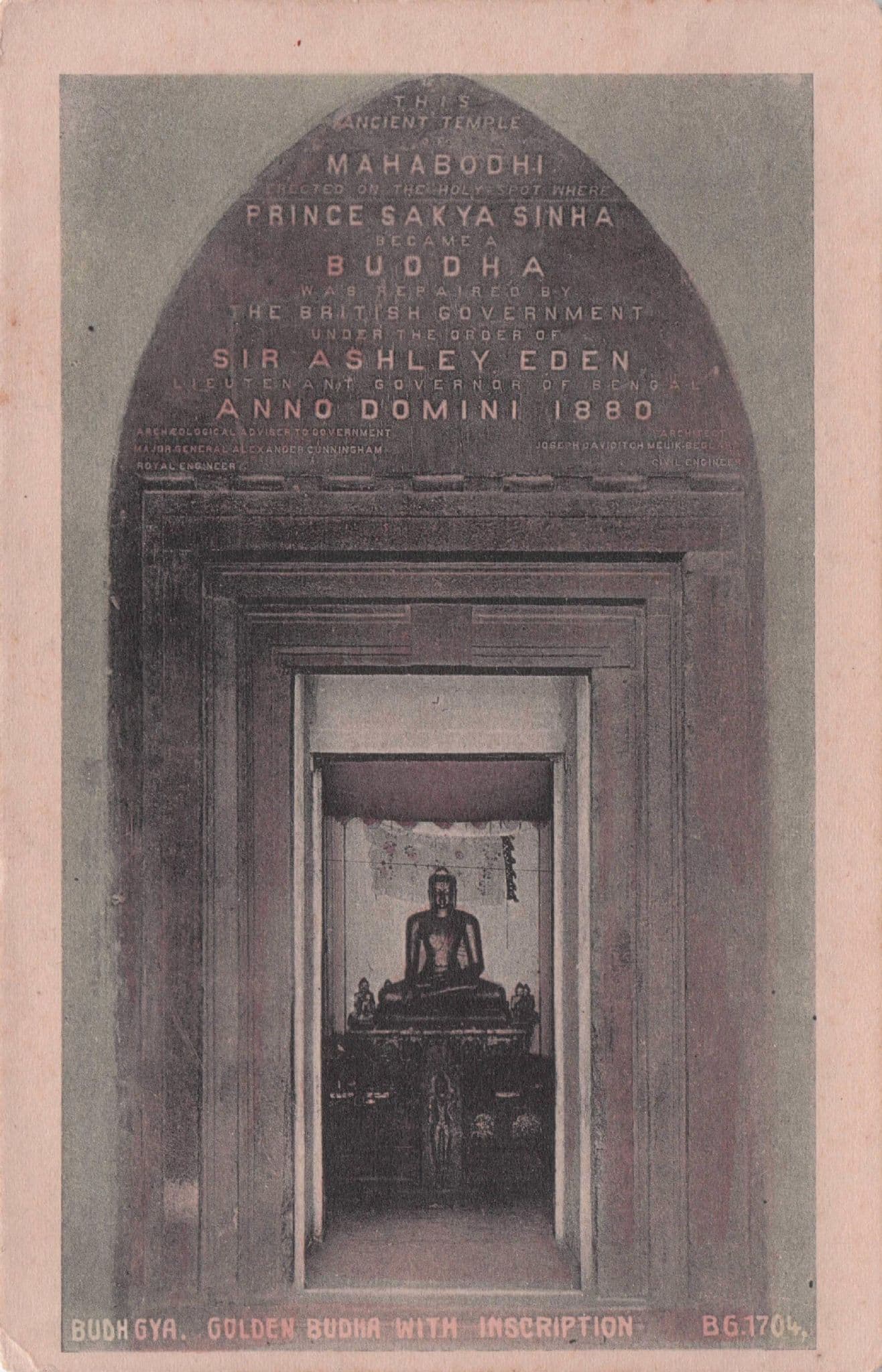 Buddha In Mahabodi Temple Bodh Gaya India Antique Postcard