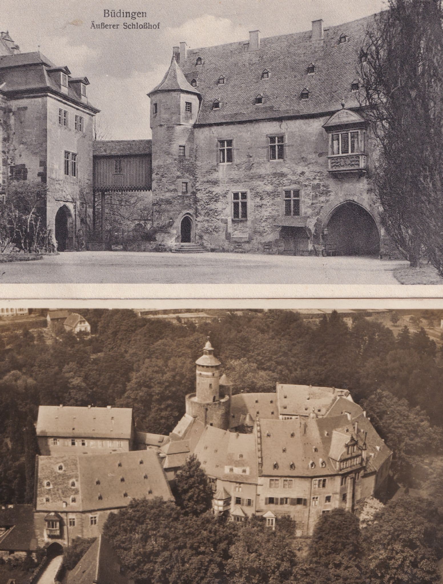 Budingen German Auberer Schlobhof Schloss 2x Old Postcard
