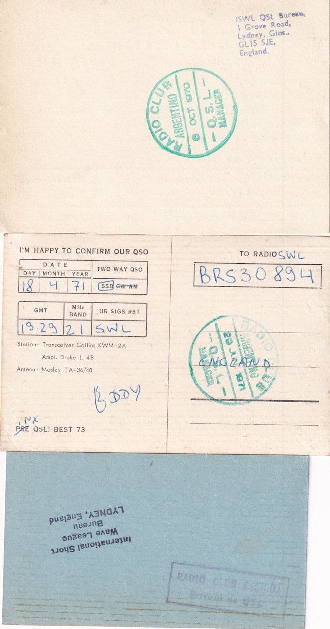 Buenos Aires Argentina 3x Vintage Radio QSL Card s