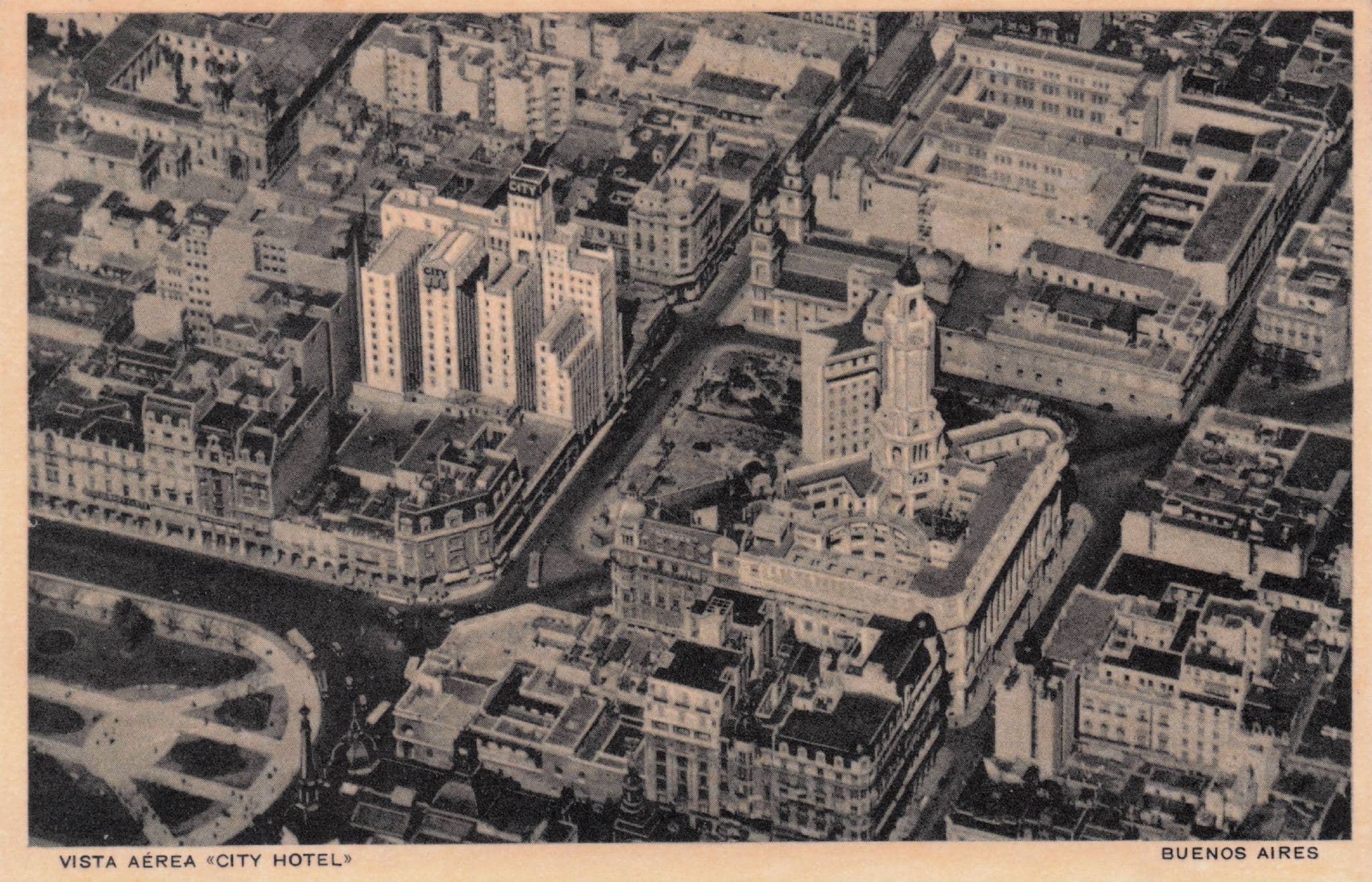 Buenos Aires Vista Aerea City Hotel South American Old Postcard