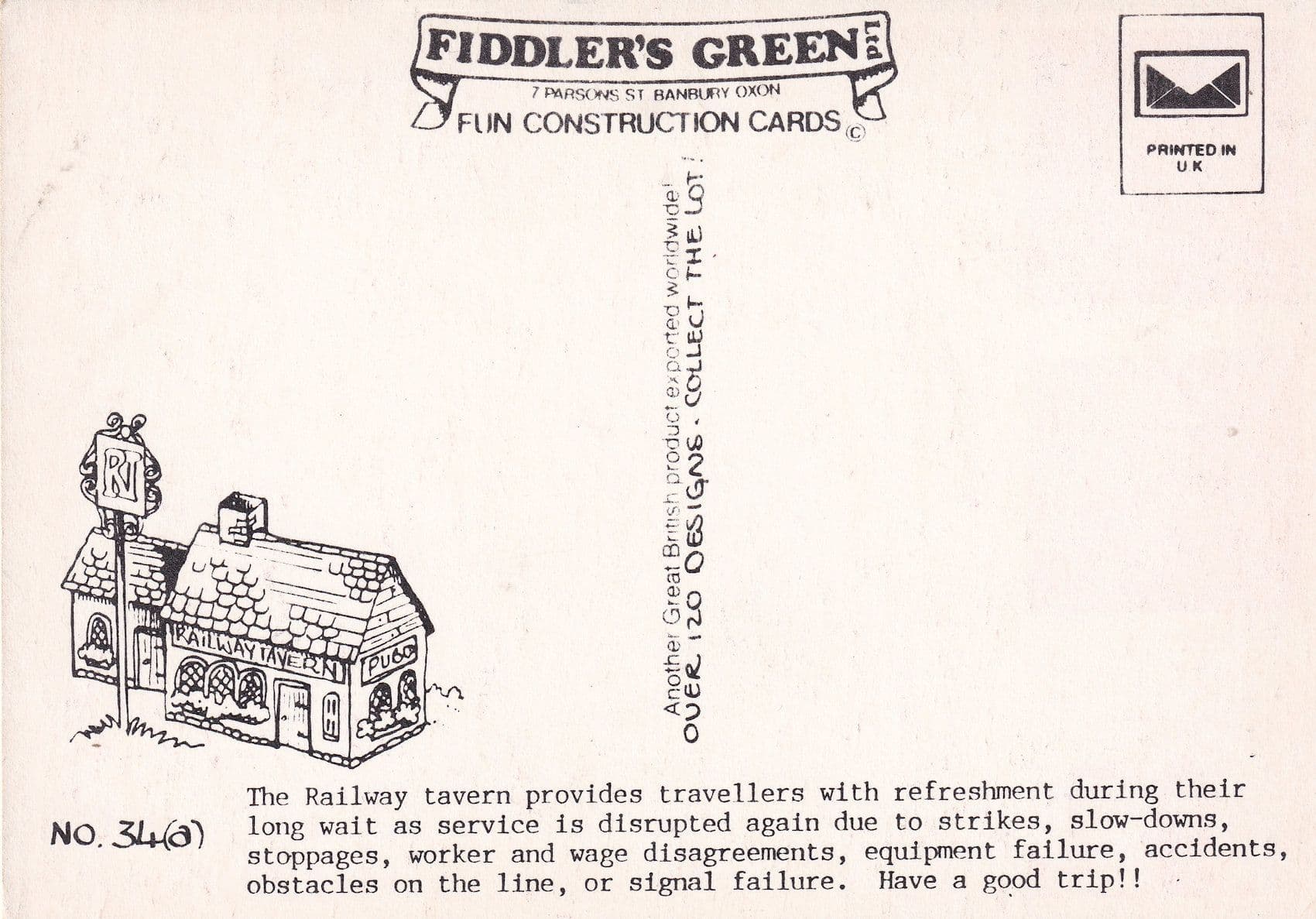 Build A Cardboard Crafts Pub For 1970s Strikes Railway Tavern Rare Postcard