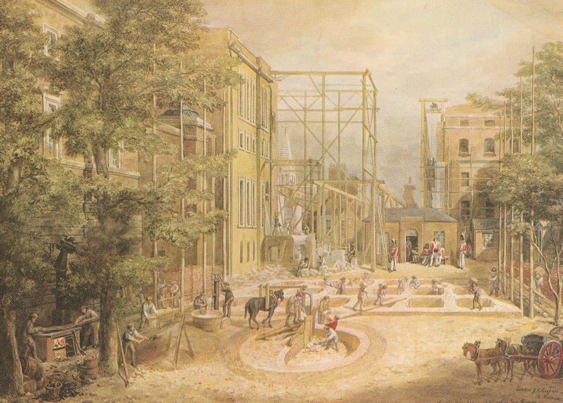 Builders Constructing London British Museum 1845 Painting Postcard