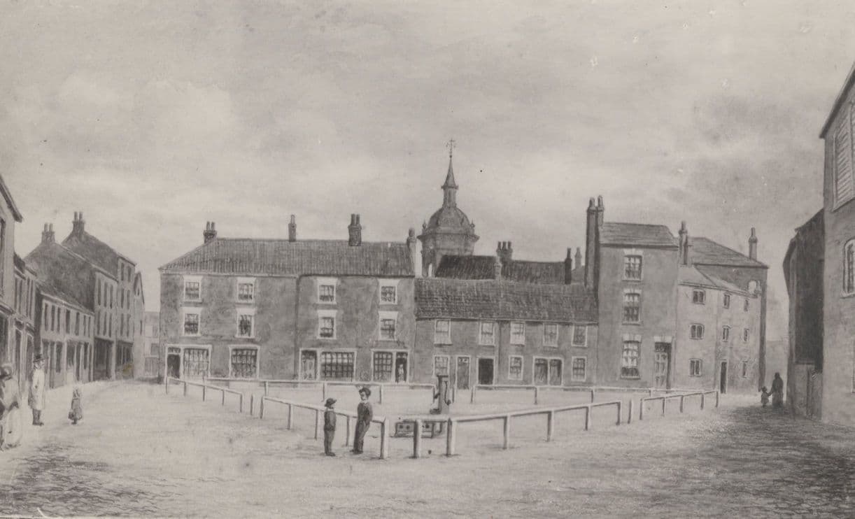 Bull Ring in 1860 Victorian View Grimsby Real Photo Postcard
