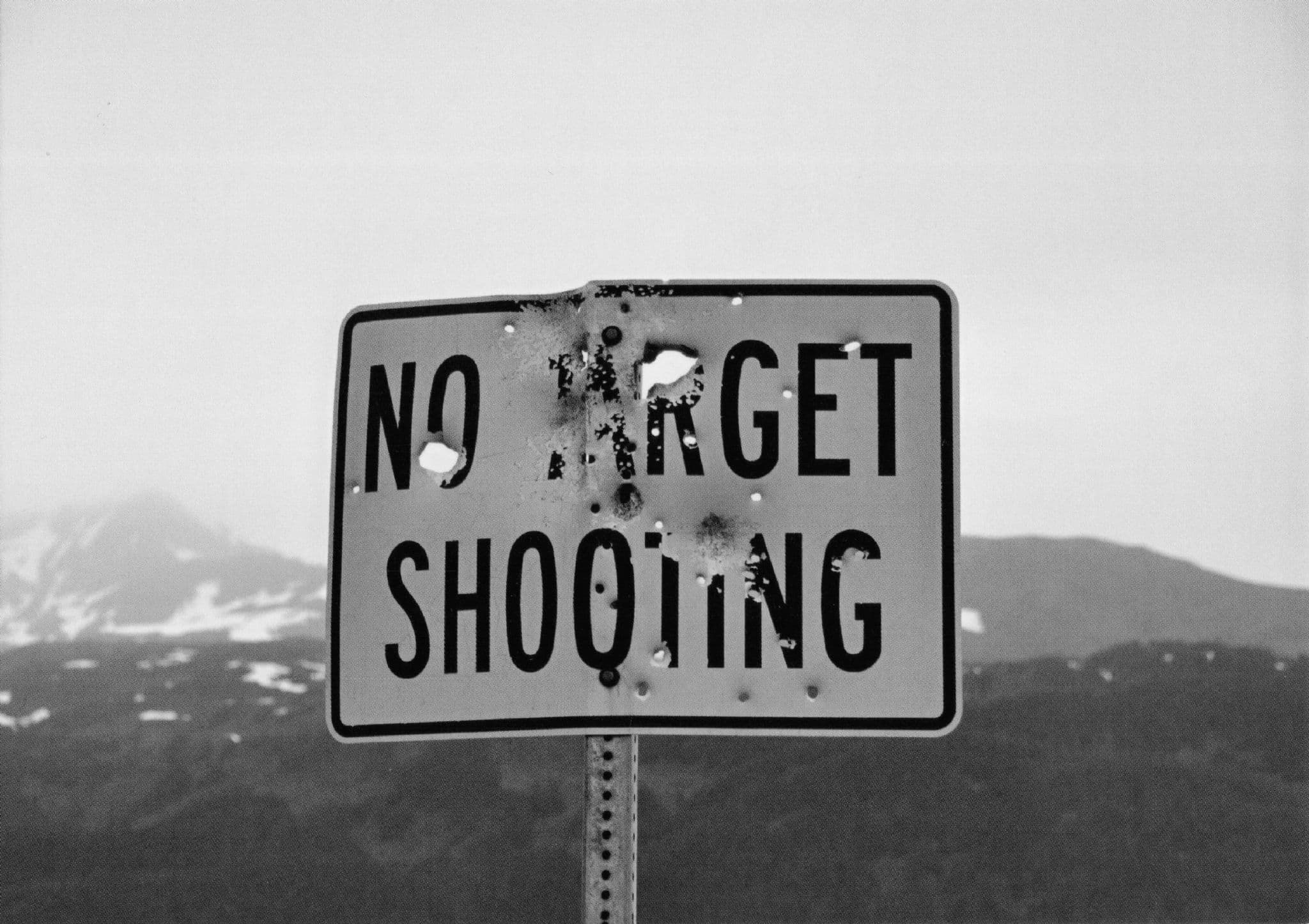 Bullet Gun Shot Sign No Target Shooting Alaska USA Comic Road Sign Postcard