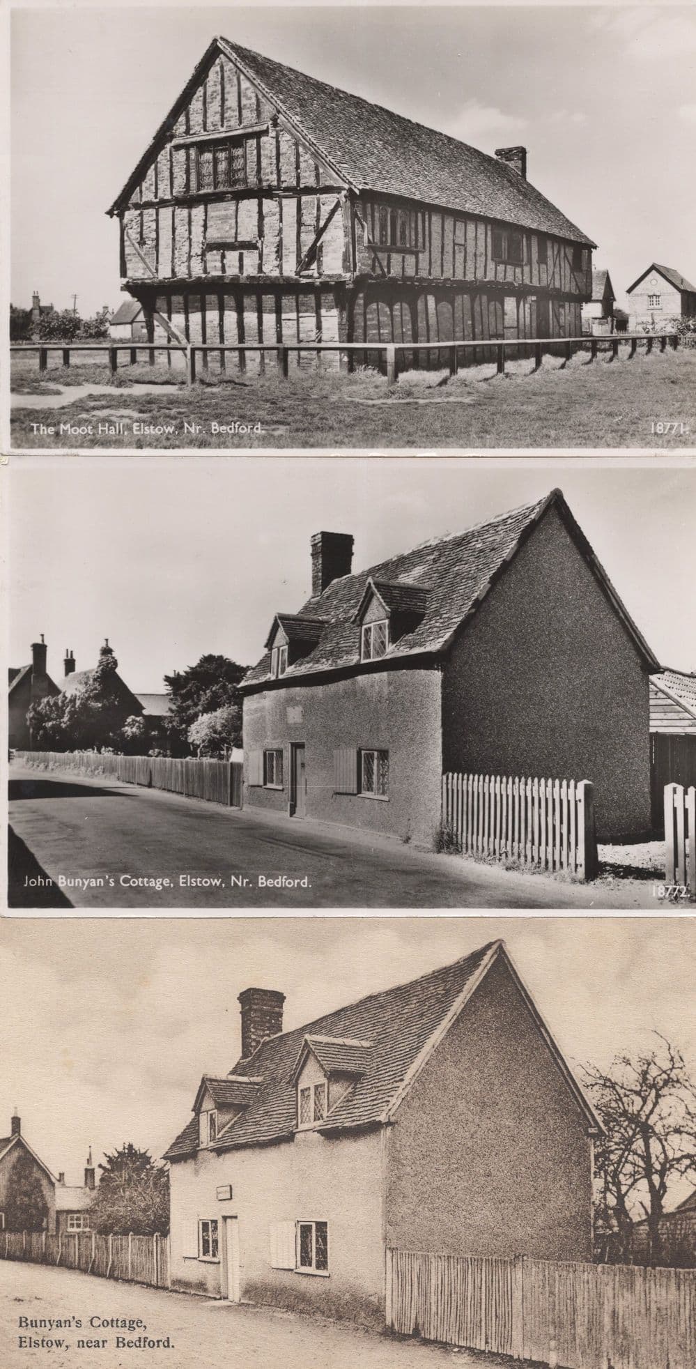 Bunyans Cottage Elstow Moot Hall Bedford 3x Mint Old Postcard s
