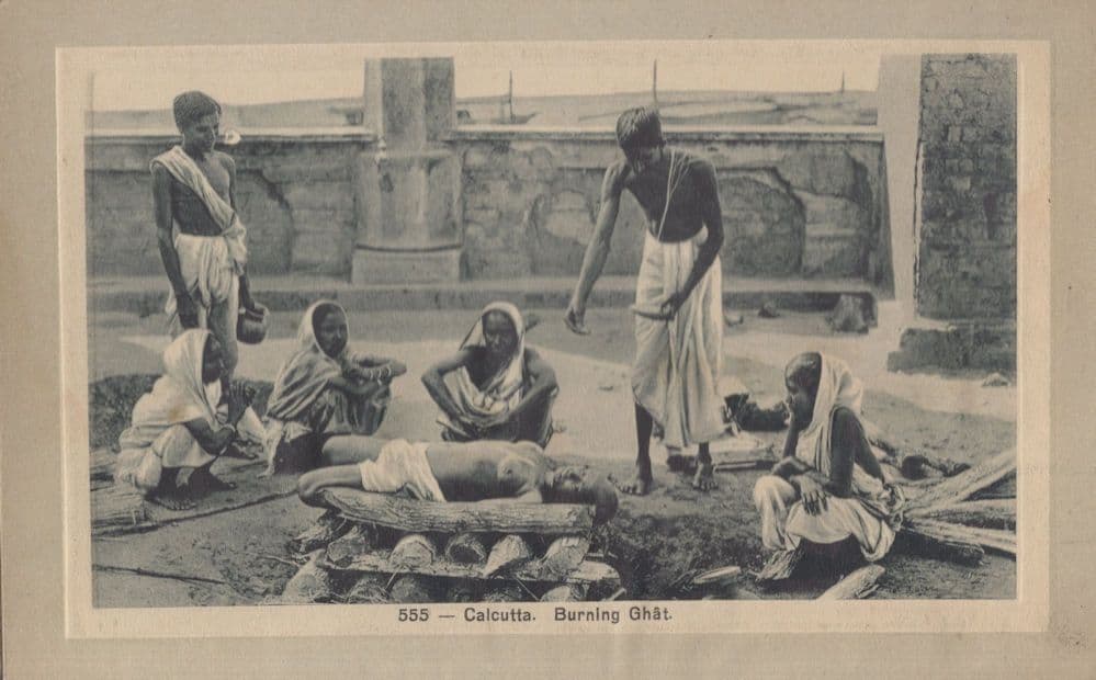 Burning Ghat Calcutta Antique India Postcard