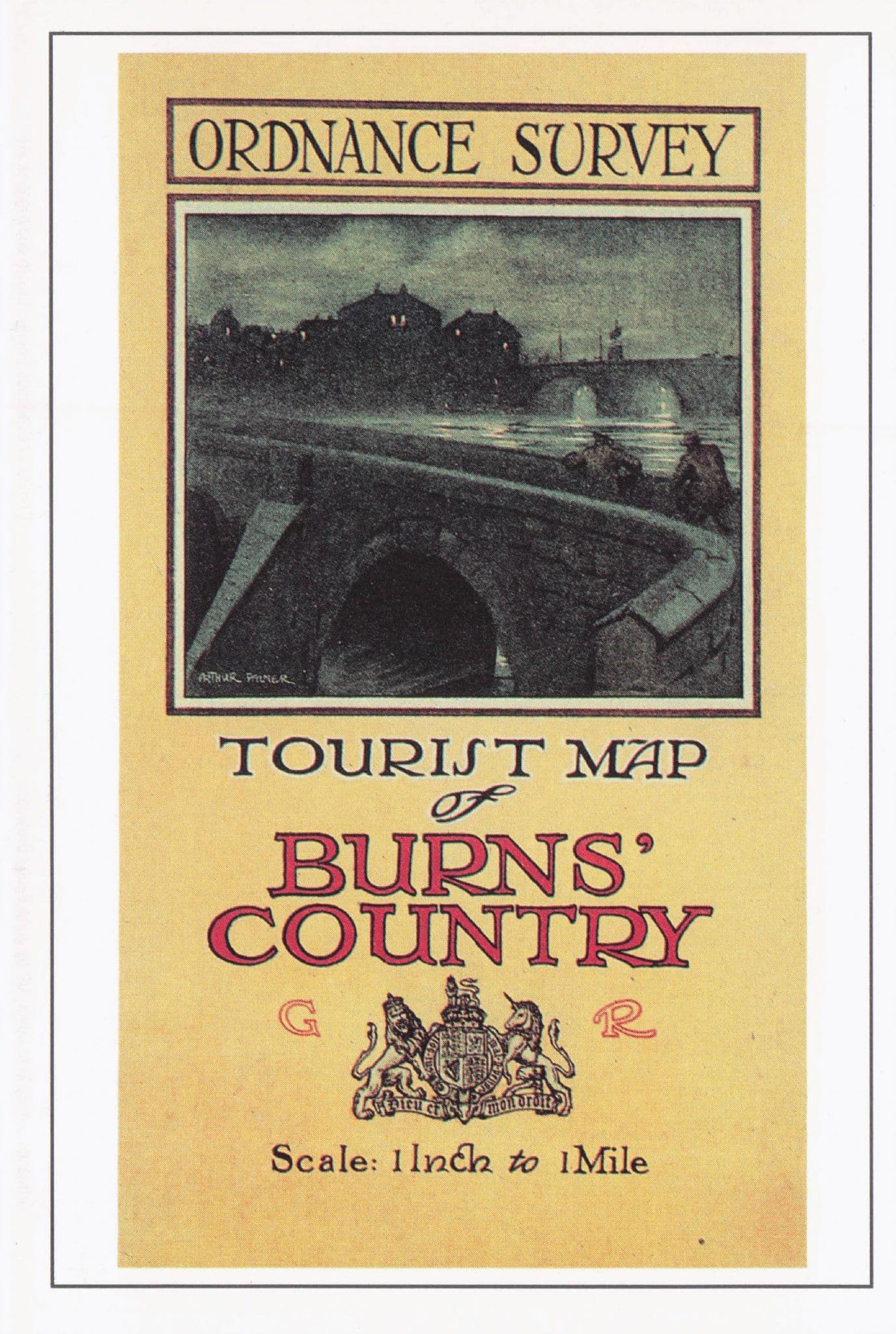 Burns Country Scottish Ordnance Survery Map Auld Brig Postcard