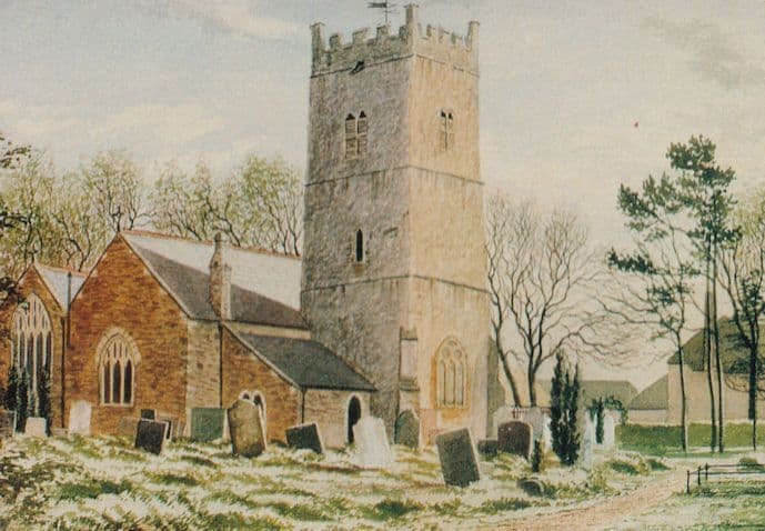 Burrington Church In Victorian Winter Somerset Painting Postcard