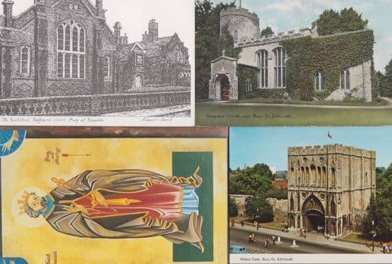 Bury St Edmunds Hengrave Church Christian Novels Book Bures Antique 4x Postcard