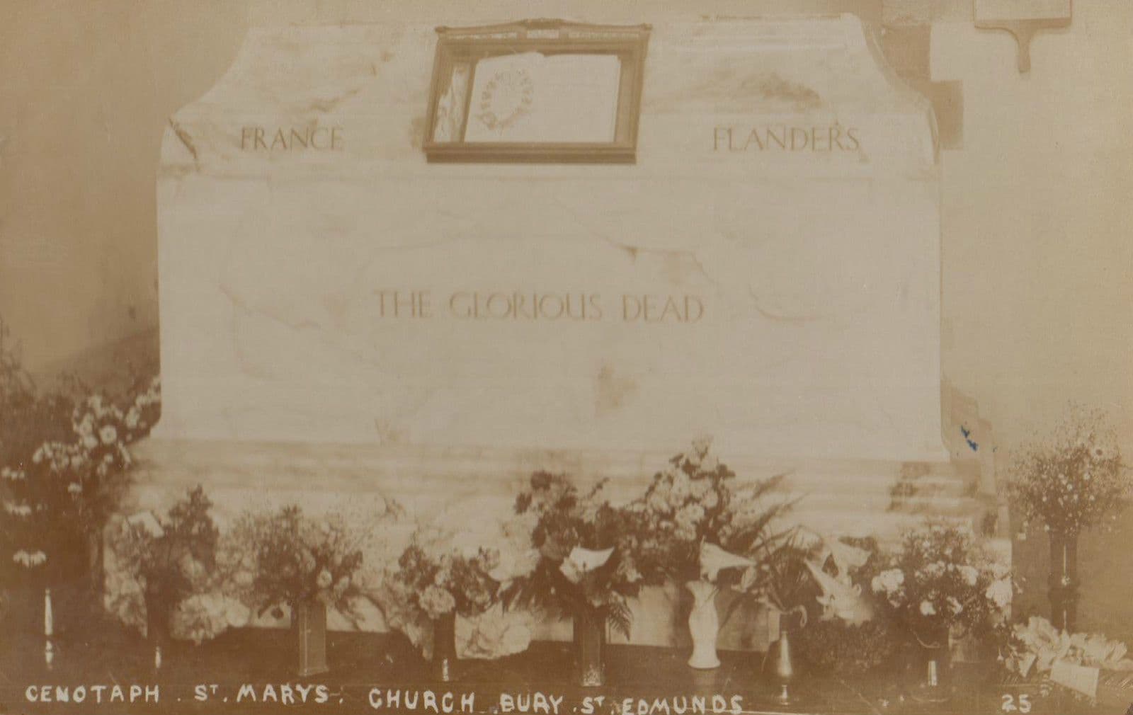 Bury St Edmunds Suffolk Church WW1 Dead Grave Military Remembrance Old Postcard