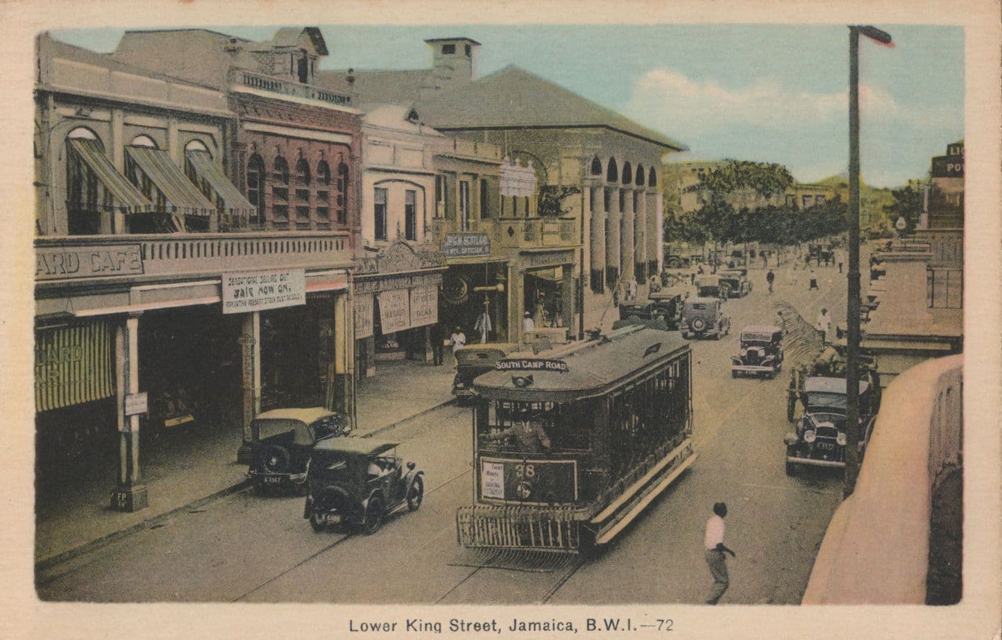 Bus Tram at Lower King Street Jamaica Old Postcard
