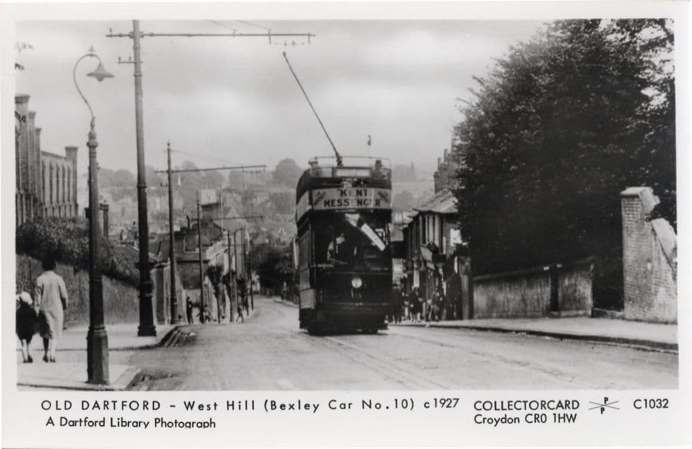 Bus Tram at West Hill Old Dartford in 1927 Postcard