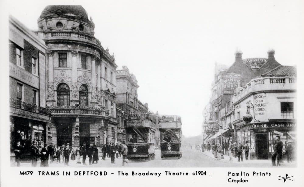 Bus Trams In Deptford London Broadway Theatre in 1904 Postcard