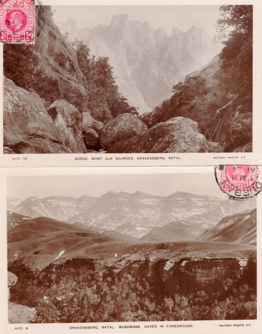 Bushman Caves Drakensburg South Africa 2x RPC Postcard s
