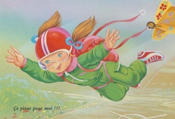 Ca Plane Pour Moi French Girl Parachute Parachutist Comic Cartoon Postcard