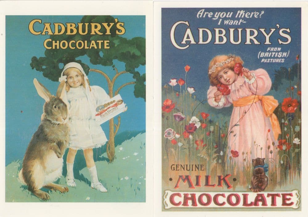 Cadburys Telephone Chocolate Rabbit 2x Advertising Postcard s