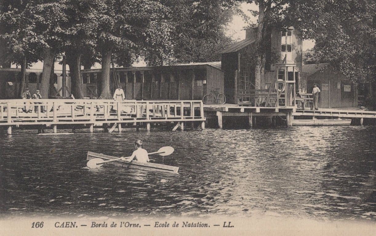 Caen Bords de L Orne Ecole De Natation Rowing Boat French Postcard