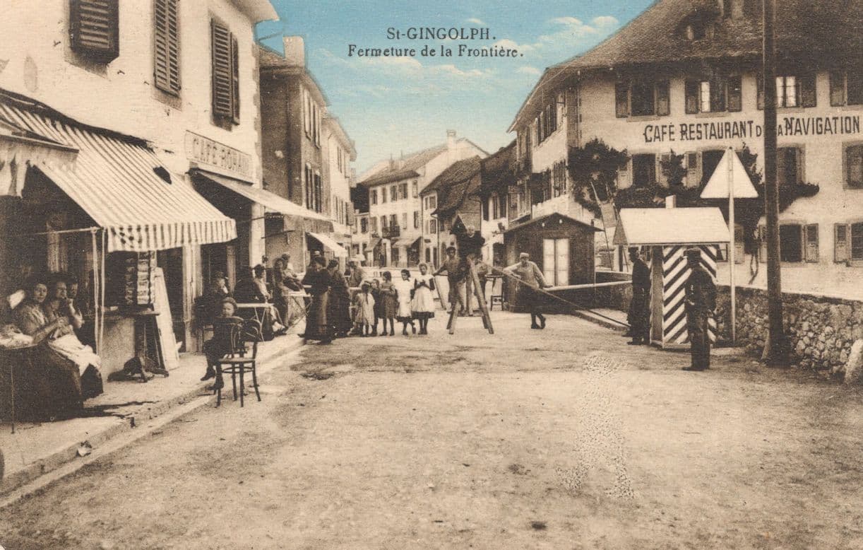 Cafe Restaurant Of Navigation St Gingolph Switzerland Old Postcard