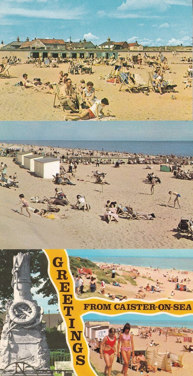 Caister On Sea Beach 3x 1970s Norfolk Postcard s