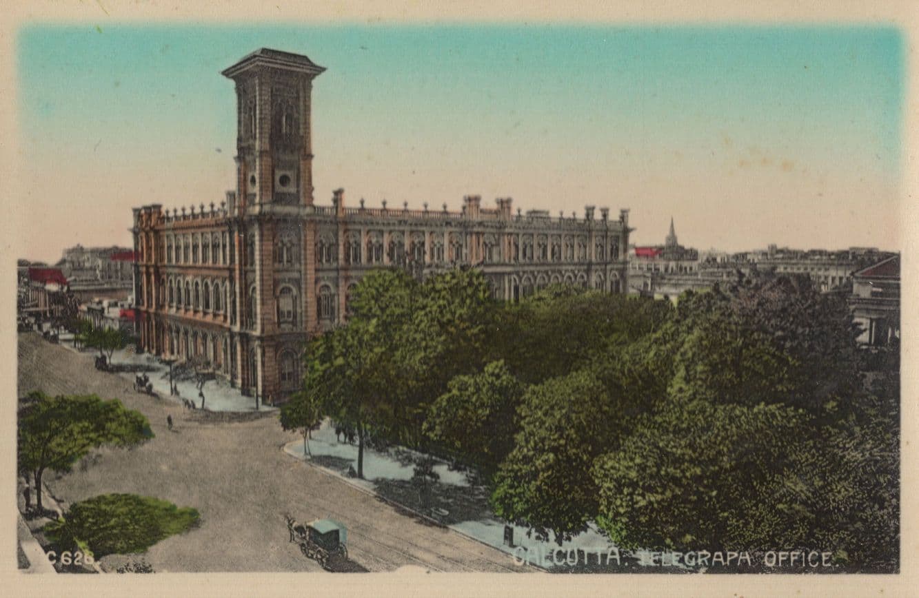 Calcutta Telegraph Office Antique India Postcard